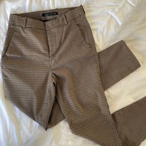 Zara Plaid Pants — Neutral Colors, Size 2